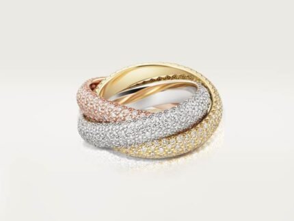 Trinity Ring, Large Size, Pavé Set With Diamonds
